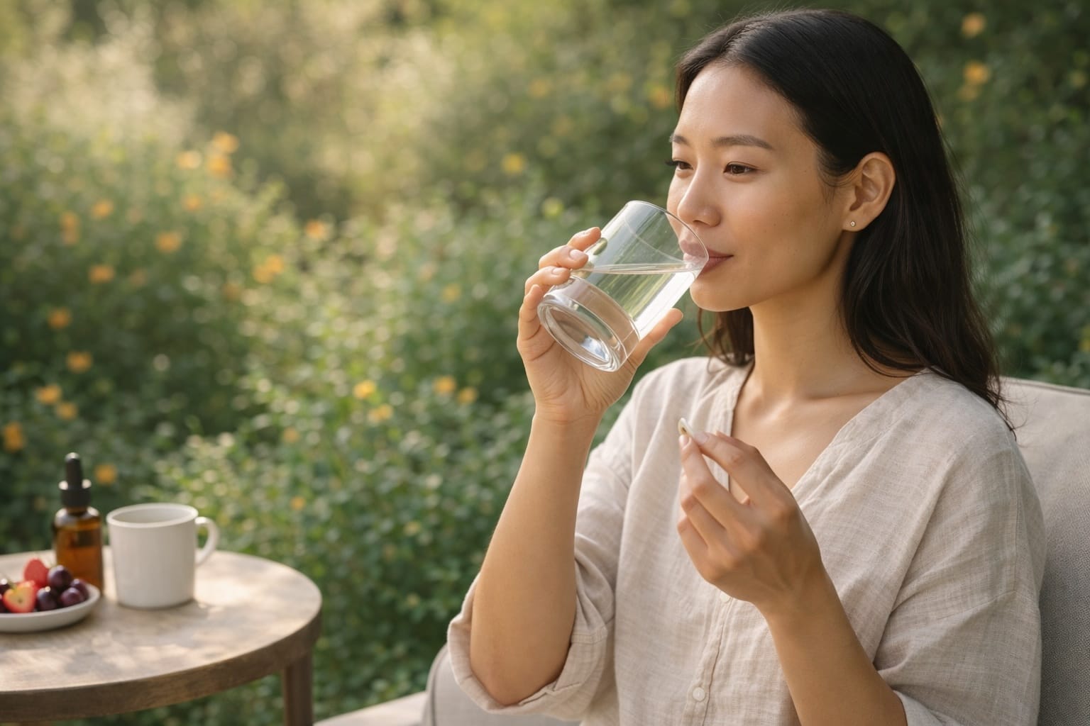 Person interacting with natural ingredients, illustrating Aethron’s approach to smarter delivery and improved absorption.