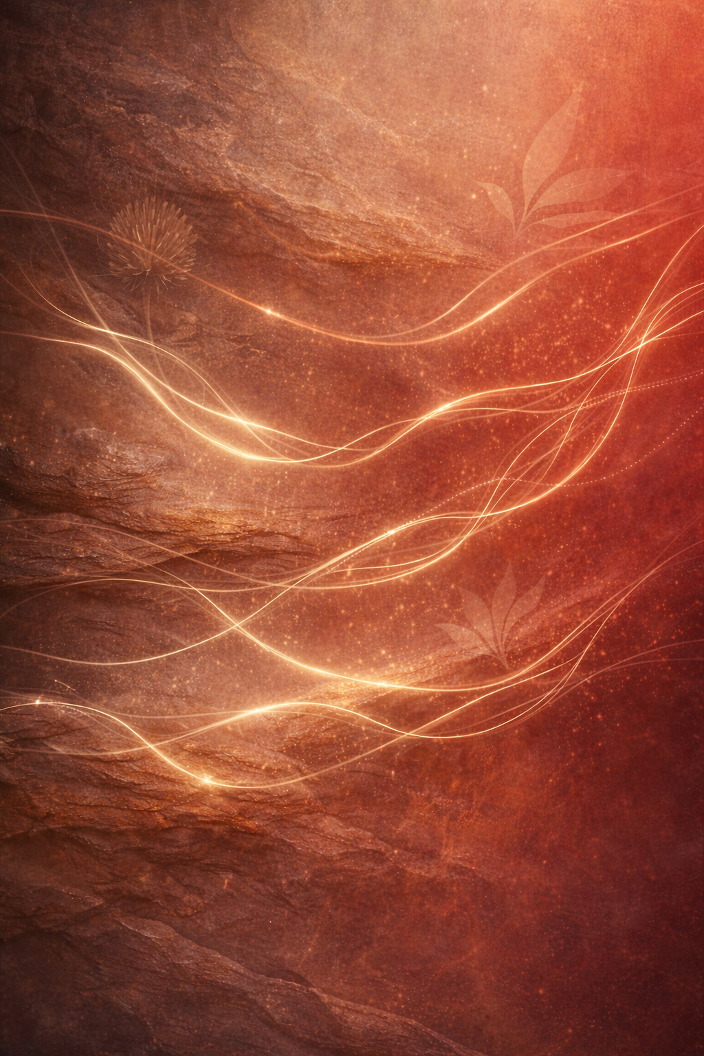 Abstract science-inspired artwork featuring flowing red botanical forms and subtle geometric lines, symbolising structured detox pathways and balanced liver support.